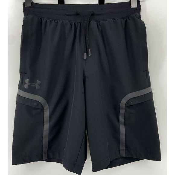 Under Armour Shorts Mens Medium Black Elite Gym Reflective Athletic Run Train - Picture 1 of 14